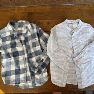 Lot of 2 Zara Boys Button Down Blue Shirts